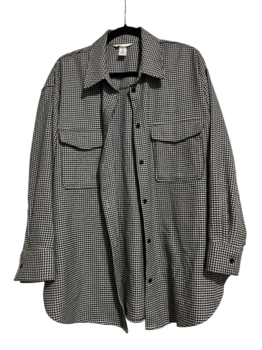 EUC Women's H&M Houndstooth Blazer L Black White - Picture 2 of 8